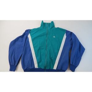 Vintage Oscar de la Renta Active Jacket Aqua White Blue Color Block Medium
